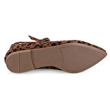 Kadın Leopar Mary Jane Deri Babet