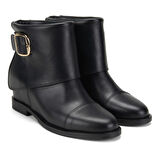 Deny Siyah Kadın Gizli Topuklu Deri Bot