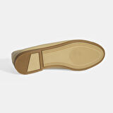 Bej Kadın Toka Aksesuarlı Deri Loafer