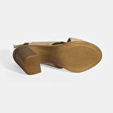 Bej Kadın Toka Detaylı Slingback Deri Sandalet