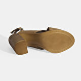 Kahve Kadın Toka Detaylı Slingback Deri Sandalet