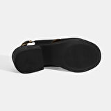 Siyah Kadın Toka Detaylı Slingback Deri Sandalet