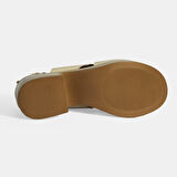 Krem Kadın Toka Detaylı Slingback Deri Sandalet