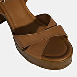 Taba Kadın Toka Detaylı Slingback Deri Sandalet