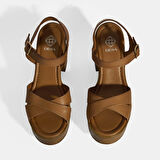 Taba Kadın Toka Detaylı Slingback Deri Sandalet