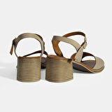 Vizon Kadın Toka Detaylı Slingback Deri Sandalet