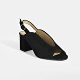 Kyros Siyah Kadın Toka Detaylı Slingback Topuklu Günlük Ayakkabı