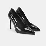 Siorad Siyah Kadın Rugan Topuklu Klasik Ayakkabı