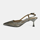 Kadın Perforeli Metalik Deri Slingback Ayakkabı