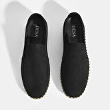 Dislina Siyah Erkek Deri Slip-On Günlük Ayakkabı