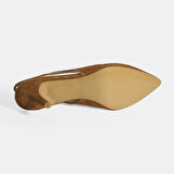 Taba Kadın Süet Slingback Topuklu Ayakkabı