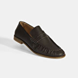 Kadın Kahve Slip-On Deri Loafer