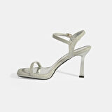 Celestine Gümüş Kadın Toka Detaylı Slingback Topuklu Abiye Ayakkabı