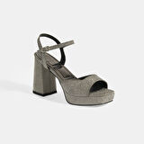 Elysian Platin Kadın Toka Detaylı Slingback Topuklu Abiye Ayakkabı