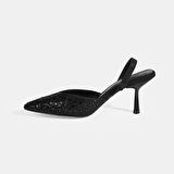 Malina Siyah Kadın Slingback Topuklu Abiye Ayakkabı