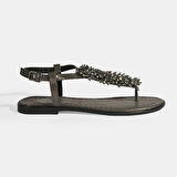 Kadın Gümüş Slingback Parmak Arası Sandalet