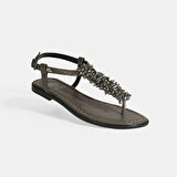 Kadın Gümüş Slingback Parmak Arası Sandalet