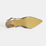 Ten Kadın Perforeli Slingback Deri Topuklu Ayakkabı