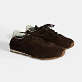 Kadın Kahve Bağcıklı Süet Spor Ayakkabı