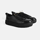 Kadın Siyah Bağcıklı Deri Günlük Ayakkabı