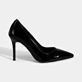 Kadın Siyah Deri Stiletto