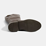 Kadın Kahve Metal Toka Detaylı Deri Çizme