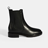 Kadın Siyah Lastikli Deri Chelsea Bot