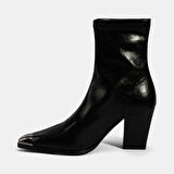 Kadın Siyah Metal Burun Detaylı Topuklu Stretch Bot