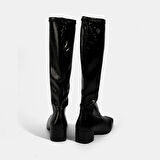 Kadın Siyah Kalın Topuklu Stretch Çizme