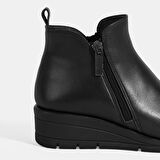 Kadın Siyah DesaComfort Çift Fermuarlı Deri Bot