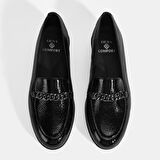 Kadın Siyah Kroko Baskılı DesaComfort Deri Ayakkabı