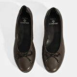 Kadın Kahve Fiyonk Detaylı DesaComfort Deri Ayakkabı