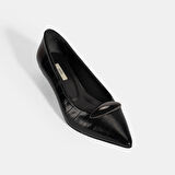 Kadın Siyah Kroko Baskılı Deri Topuklu Ayakkabı