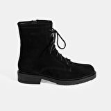 Kadın Siyah Bağcık Detaylı Süet Bot