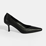 Kadın Siyah Deri Stiletto