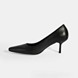Kadın Siyah Deri Stiletto