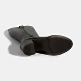 Kadın Kahve Kroko Baskılı Kalın Topuklu Deri Çizme