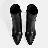 Kadın Kalın Topuklu Deri Bot