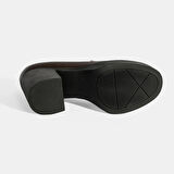 Kadın Kahve Kalın Topuklu Deri Loafer