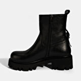 Kadın Siyah Kalın Tabanlı Deri Bot