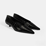 Kadın Siyah Kroko Baskılı Topuklu Ayakkabı