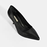 Kadın Siyah Deri Stiletto