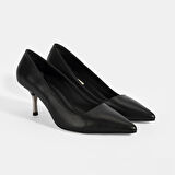 Kadın Siyah Deri Stiletto