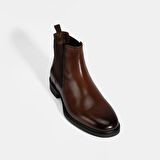 Erkek Taba Lastik Detaylı Deri Bot