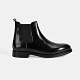 Erkek Siyah Lastikli Deri Bot