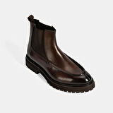 Erkek Kahve Lastikli Deri Bot