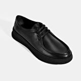 Erkek Siyah Bağcıklı Deri Günlük Ayakkabı