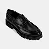 Erkek Siyah Bağcıklı Deri Günlük Ayakkabı
