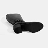 Kadın Siyah Kalın Topuklu Deri Çizme