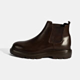 Erkek Kahve Lastikli Deri Bot